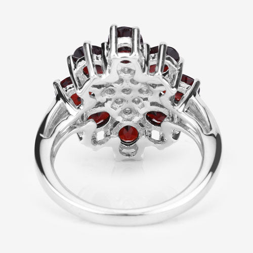 3.92 Carat Genuine Garnet and White Topaz .925 Sterling Silver Ring