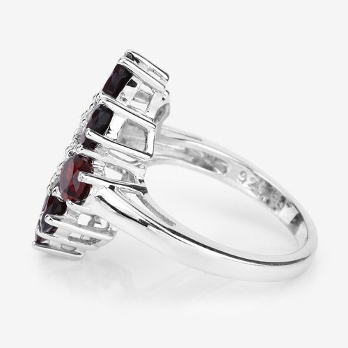 3.92 Carat Genuine Garnet and White Topaz .925 Sterling Silver Ring