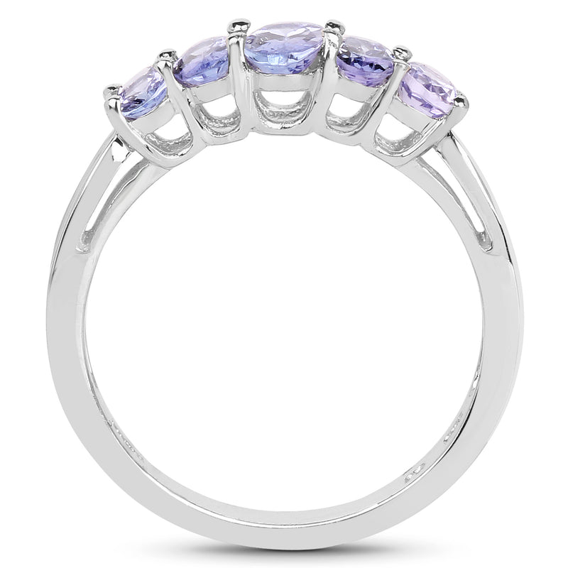 1.28 Carat Genuine Tanzanite .925 Sterling Silver Ring