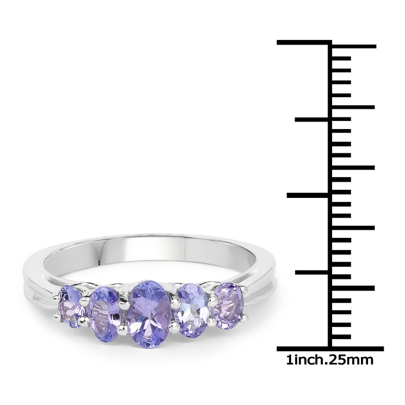 1.28 Carat Genuine Tanzanite .925 Sterling Silver Ring