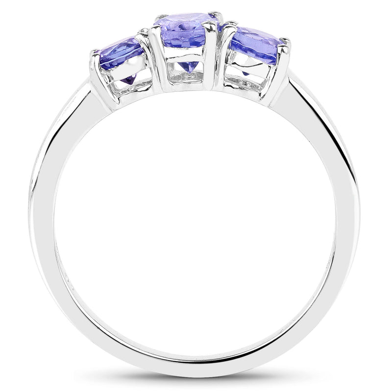 0.90 Carat Genuine Tanzanite .925 Sterling Silver Ring