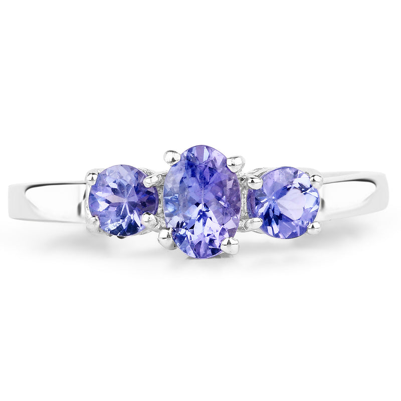 0.90 Carat Genuine Tanzanite .925 Sterling Silver Ring