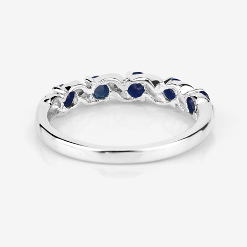 0.64 Carat Genuine Blue Sapphire and White Topaz .925 Sterling Silver Ring