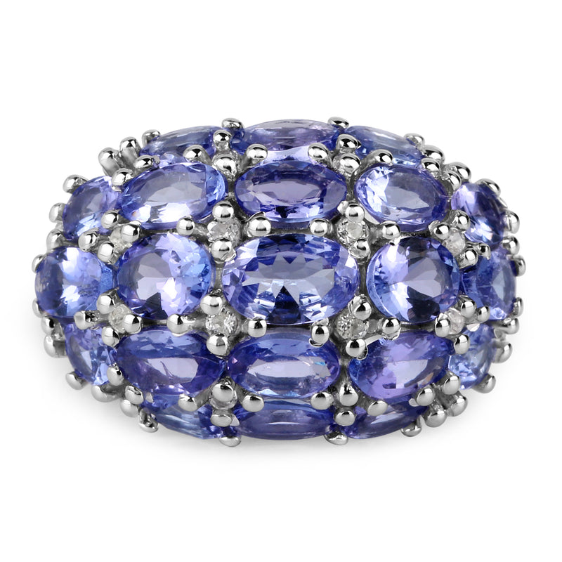 5.29 Carat Genuine Tanzanite & White Topaz .925 Sterling Silver Ring