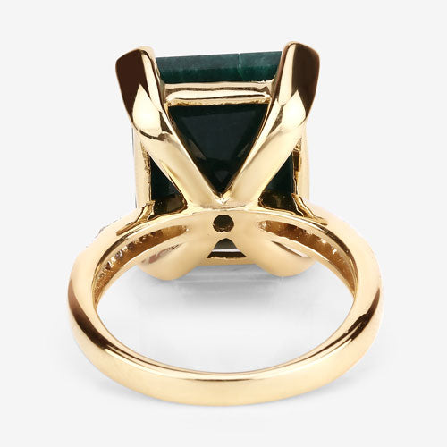 7.64 Carat Dyed Emerald and White Diamond .925 Sterling Silver Ring