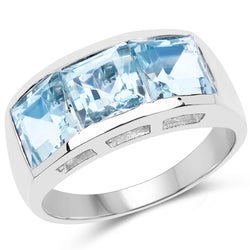 3.75 Carat Genuine Blue Topaz .925 Sterling Silver Ring