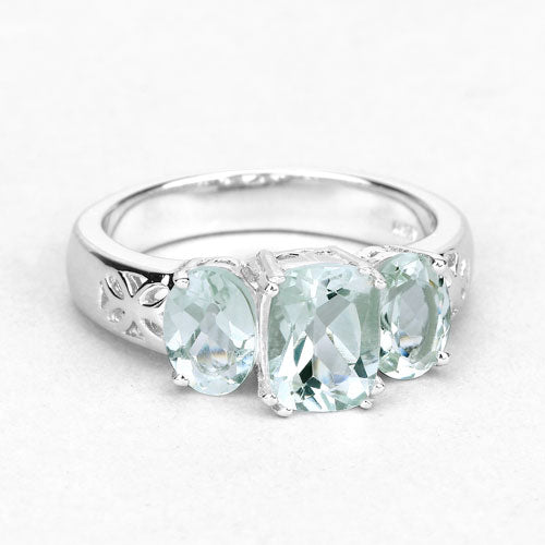 2.60 Carat Genuine Green Amethyst .925 Sterling Silver Ring