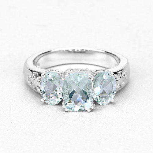 2.60 Carat Genuine Green Amethyst .925 Sterling Silver Ring