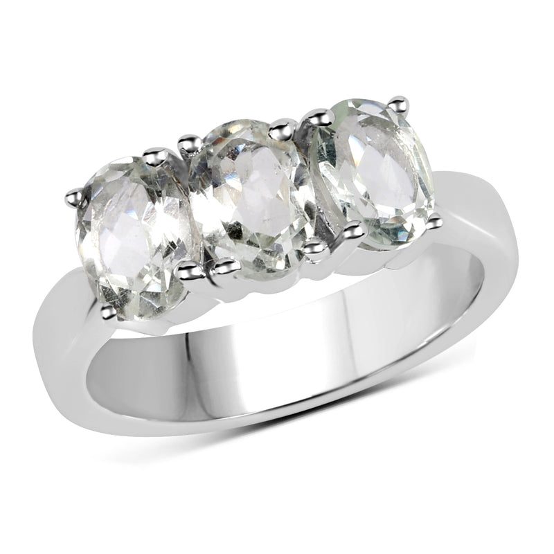 2.40 Carat Genuine Green Amethyst .925 Sterling Silver Ring