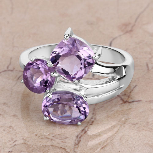 2.93 Carat Genuine Amethyst .925 Sterling Silver Ring