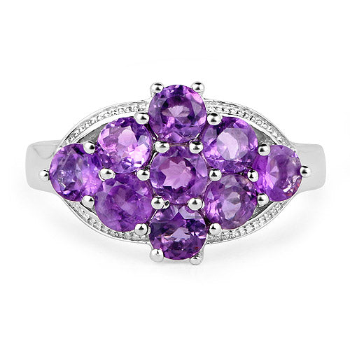 2.16 Carat Genuine Amethyst .925 Sterling Silver Ring