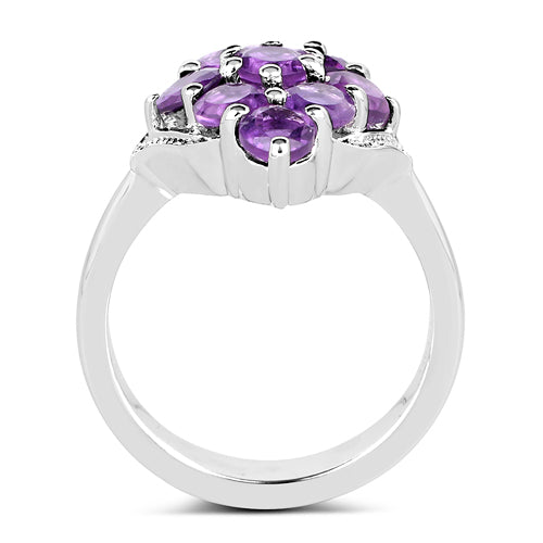 2.16 Carat Genuine Amethyst .925 Sterling Silver Ring