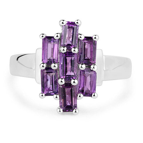 2.80 Carat Genuine Amethyst .925 Sterling Silver Ring