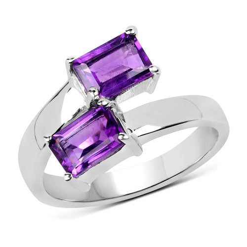 1.90 Carat Genuine Amethyst .925 Sterling Silver Ring