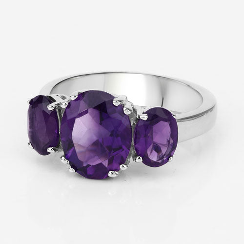 3.80 Carat Genuine Amethyst .925 Sterling Silver Ring