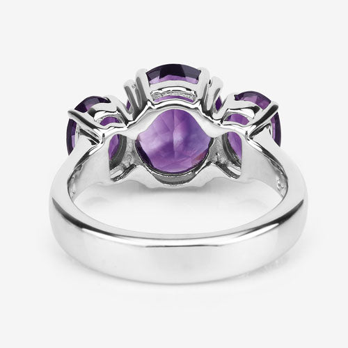 3.80 Carat Genuine Amethyst .925 Sterling Silver Ring