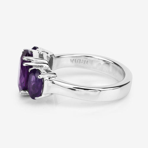 3.80 Carat Genuine Amethyst .925 Sterling Silver Ring