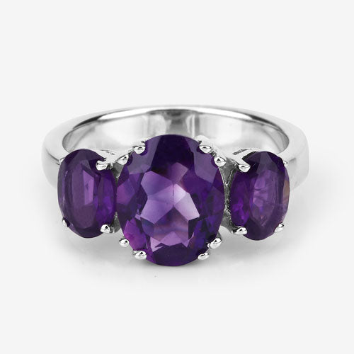 3.80 Carat Genuine Amethyst .925 Sterling Silver Ring
