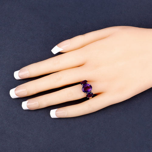 3.80 Carat Genuine Amethyst .925 Sterling Silver Ring