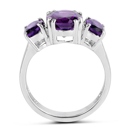 3.80 Carat Genuine Amethyst .925 Sterling Silver Ring