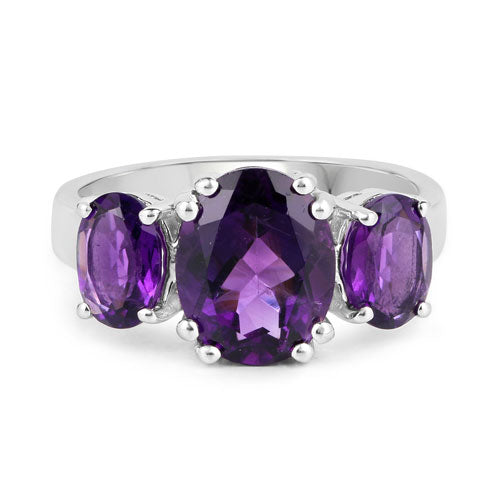 3.80 Carat Genuine Amethyst .925 Sterling Silver Ring