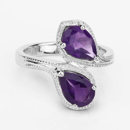 2.30 Carat Genuine Amethyst .925 Sterling Silver Ring