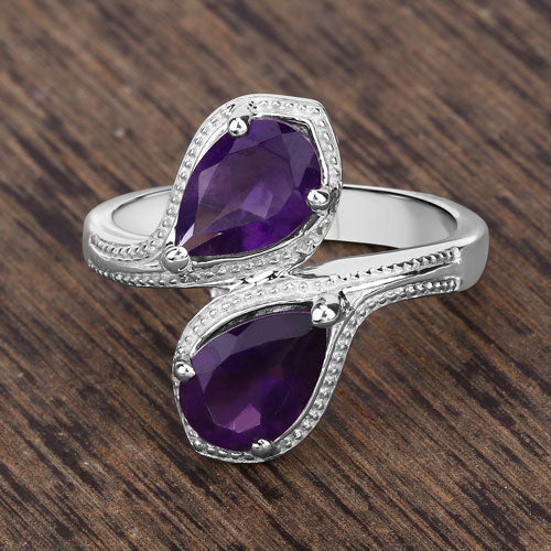 2.30 Carat Genuine Amethyst .925 Sterling Silver Ring