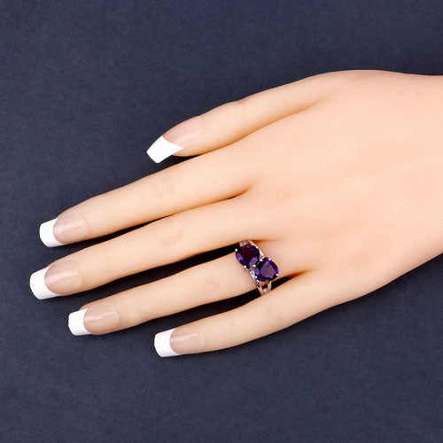 2.80 Carat Genuine Amethyst .925 Sterling Silver Ring