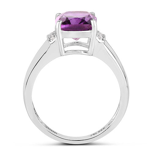 2.65 Carat Genuine  Amethyst and White Topaz .925 Sterling Silver Ring