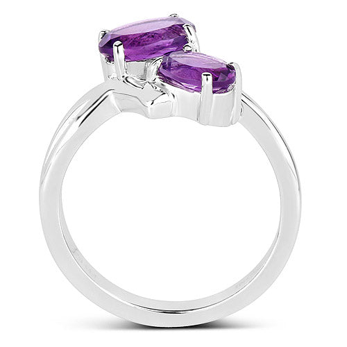 1.95 Carat Genuine  Amethyst .925 Sterling Silver Ring