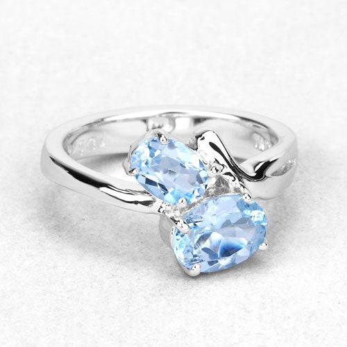 2.55 Carat Genuine Blue Topaz .925 Sterling Silver Ring