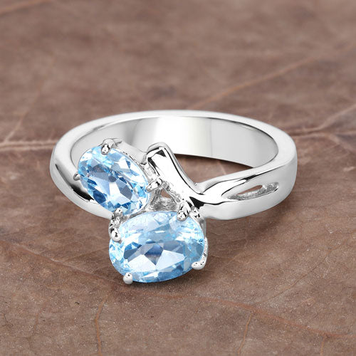 2.55 Carat Genuine Blue Topaz .925 Sterling Silver Ring
