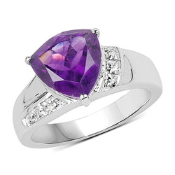2.75 Carat Genuine Amethyst and White Topaz .925 Sterling Silver Ring