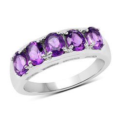 1.70 Carat Genuine  Amethyst .925 Sterling Silver Ring