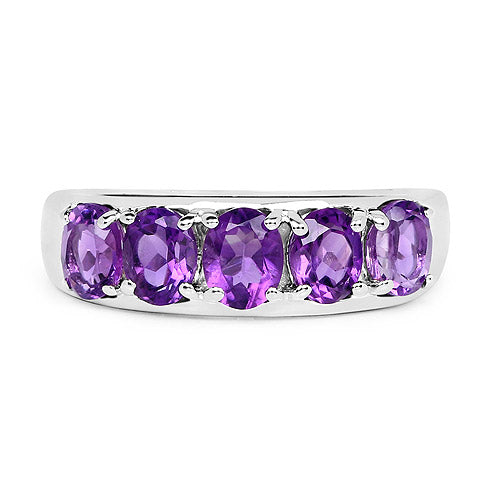 1.70 Carat Genuine  Amethyst .925 Sterling Silver Ring