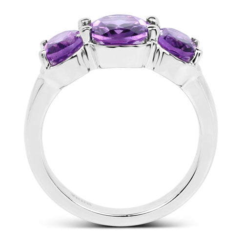 3.20 Carat Genuine Amethyst .925 Sterling Silver Ring