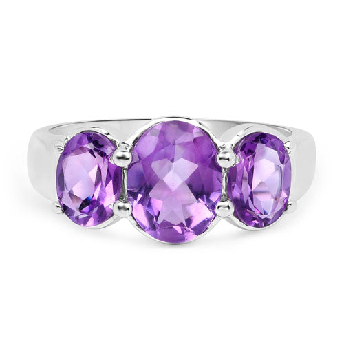 3.20 Carat Genuine Amethyst .925 Sterling Silver Ring
