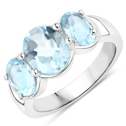 4.40 Carat Genuine  Blue Topaz .925 Sterling Silver Ring