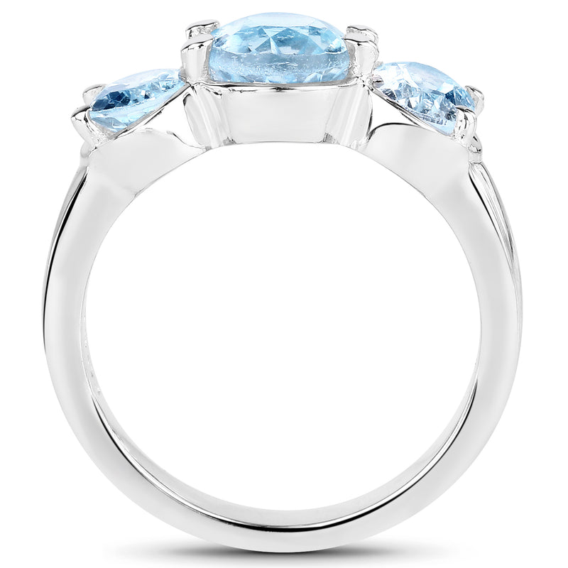 4.40 Carat Genuine  Blue Topaz .925 Sterling Silver Ring