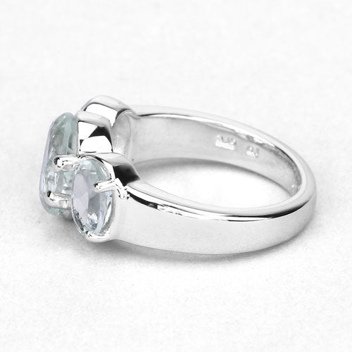 3.30 Carat Genuine Green Amethyst .925 Sterling Silver Ring