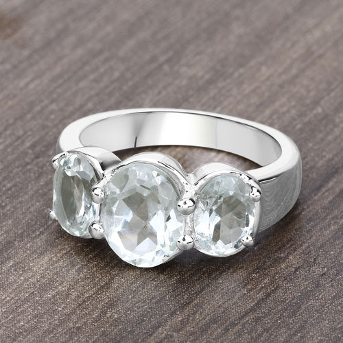 3.30 Carat Genuine Green Amethyst .925 Sterling Silver Ring