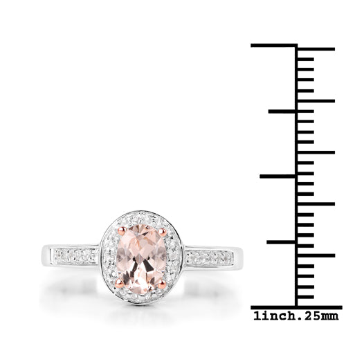 0.81 Carat Genuine Morganite and White Topaz .925 Sterling Silver Ring