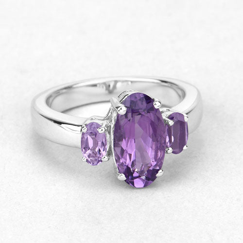 2.42 Carat Genuine Amethyst .925 Sterling Silver Ring