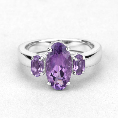 2.42 Carat Genuine Amethyst .925 Sterling Silver Ring