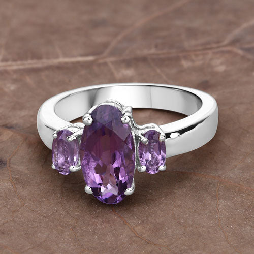 2.42 Carat Genuine Amethyst .925 Sterling Silver Ring