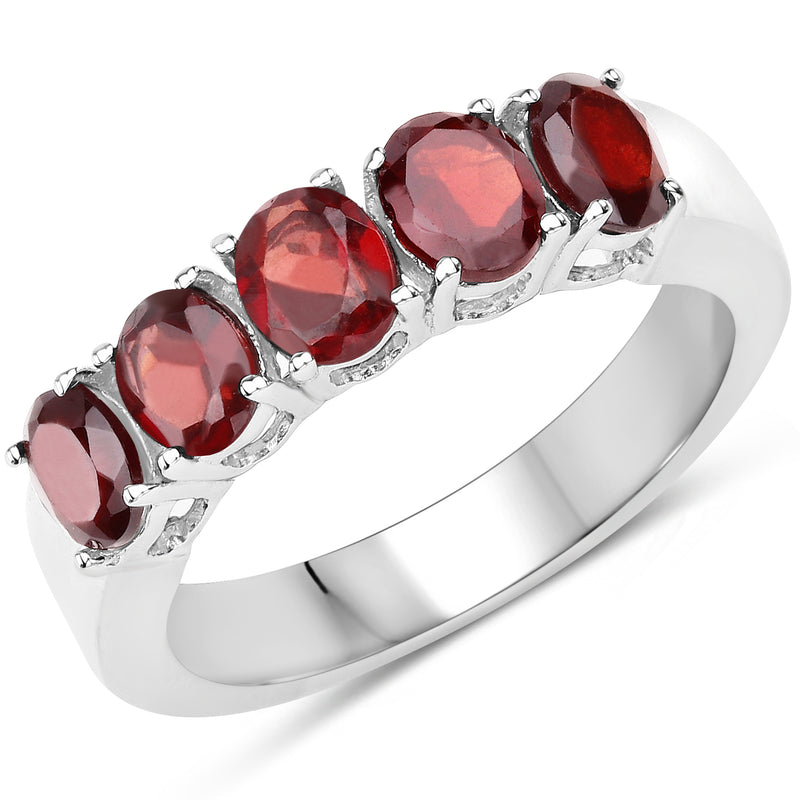 2.50 Carat Genuine  Garnet .925 Sterling Silver Ring