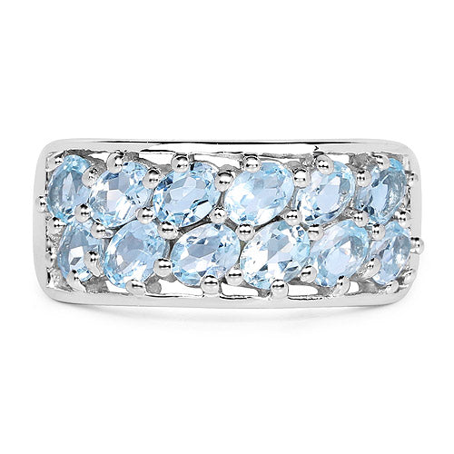 2.40 Carat Genuine  Blue Topaz .925 Sterling Silver Ring