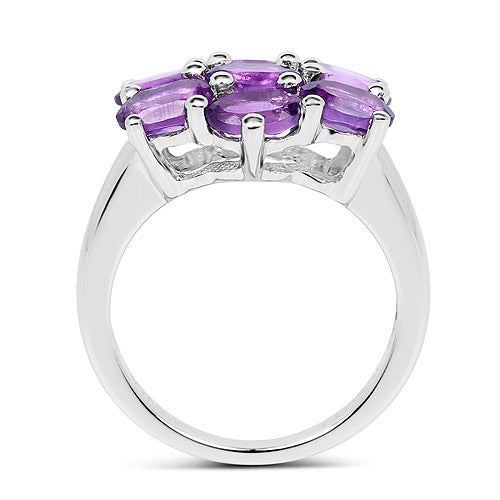 3.01 Carat Genuine  Amethyst .925 Sterling Silver Ring