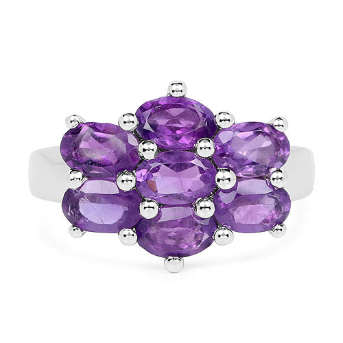 3.01 Carat Genuine  Amethyst .925 Sterling Silver Ring