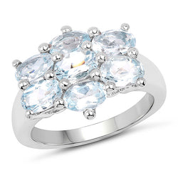 3.57 Carat Genuine  Blue Topaz .925 Sterling Silver Ring